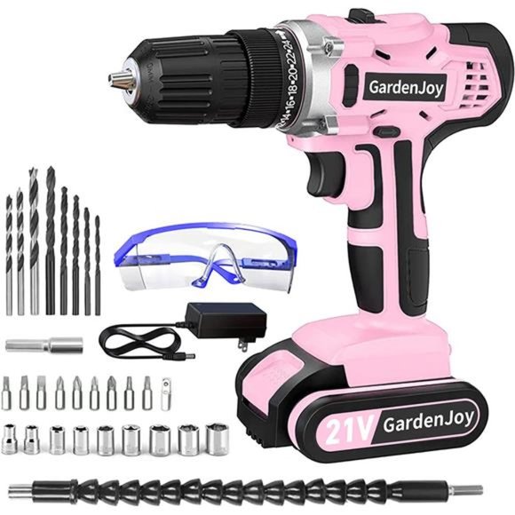 Cordless Power Drill Set: 21V Electric Drill with Fast Charger 3/8-Inch Keyless - Picture 1 of 5
